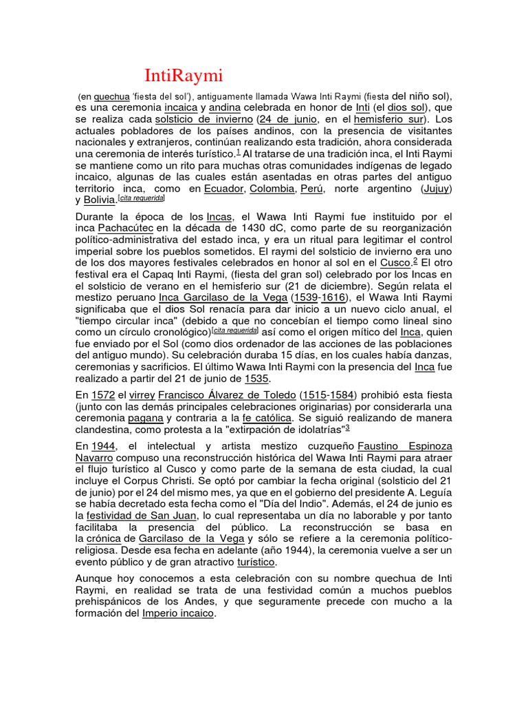 Inti Raymi | PDF | Religión y creencia