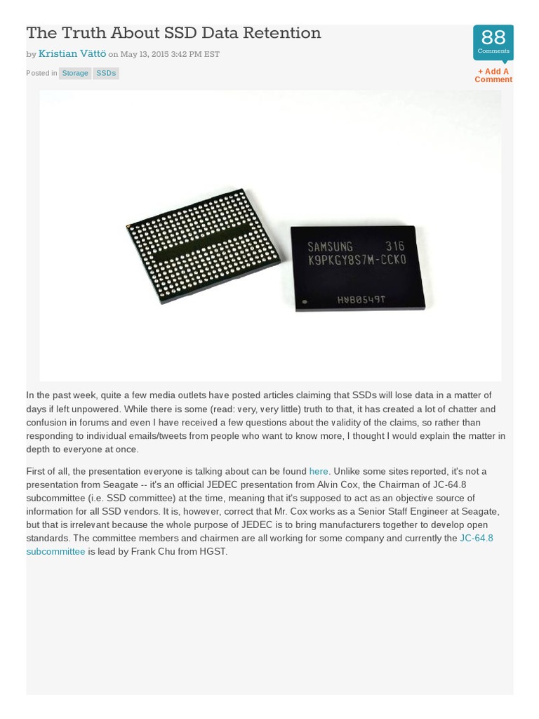 The Truth About SSD Data Retention PDF Solid State Drive Computer