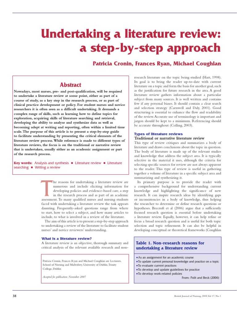 2008 Undertaking A Literature Review A Step by Step Approach (Good ...
