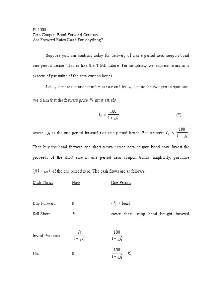 Zero Coupon Bond Forward PDF Arbitrage Bonds (Finance)