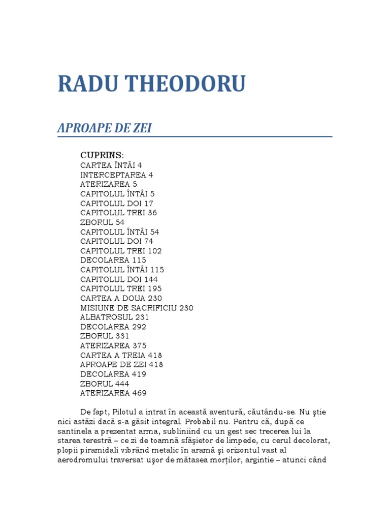 Radu Theodoru Aproape De Zei