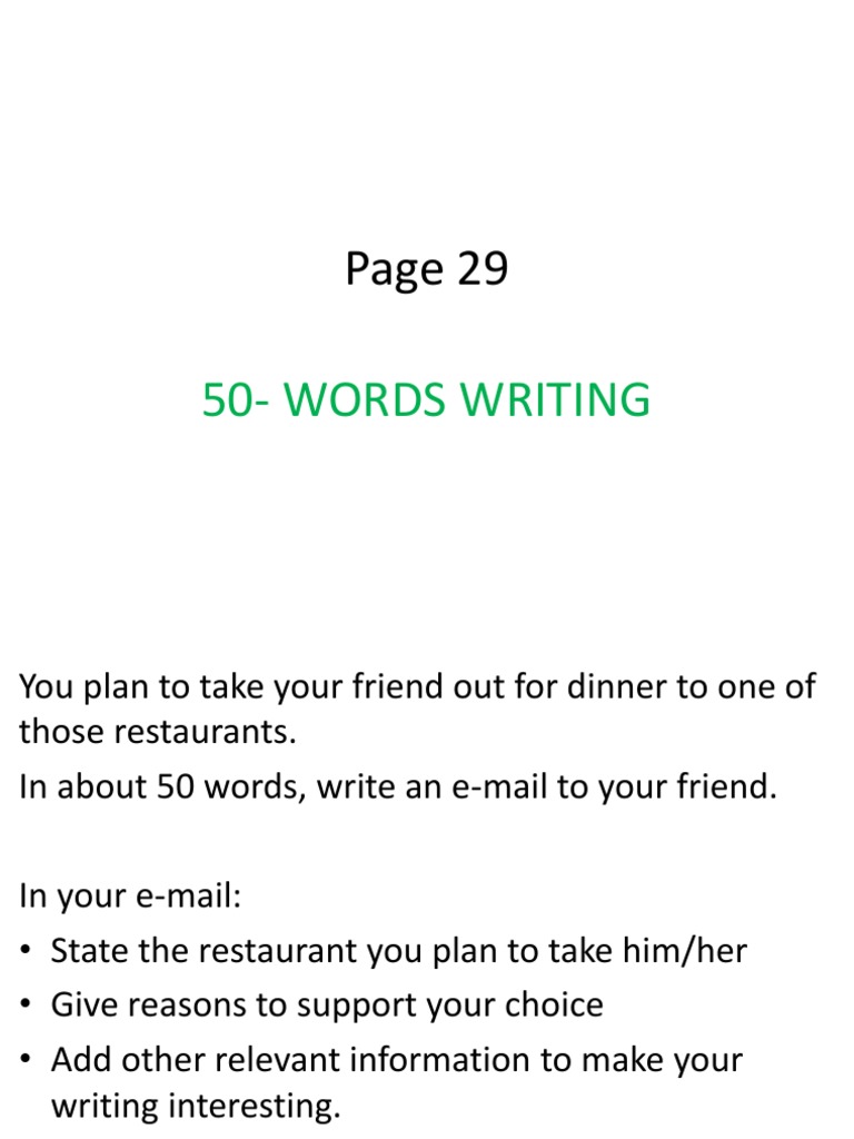 50 Words Writing
