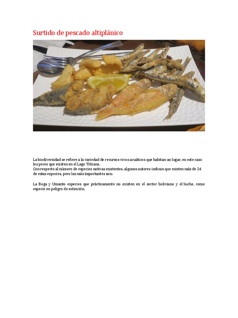Origen de Comidas Paceñas - Bolivia | PDF | Industria pesquera | Alimentos