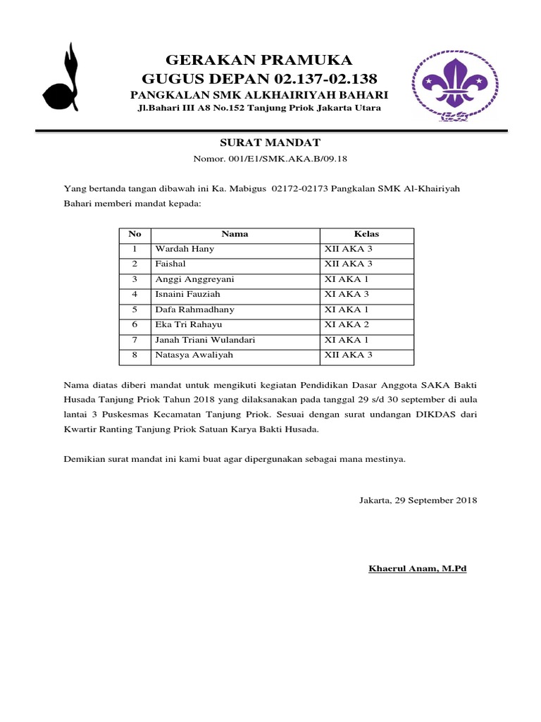 Surat Mandat Pramuka