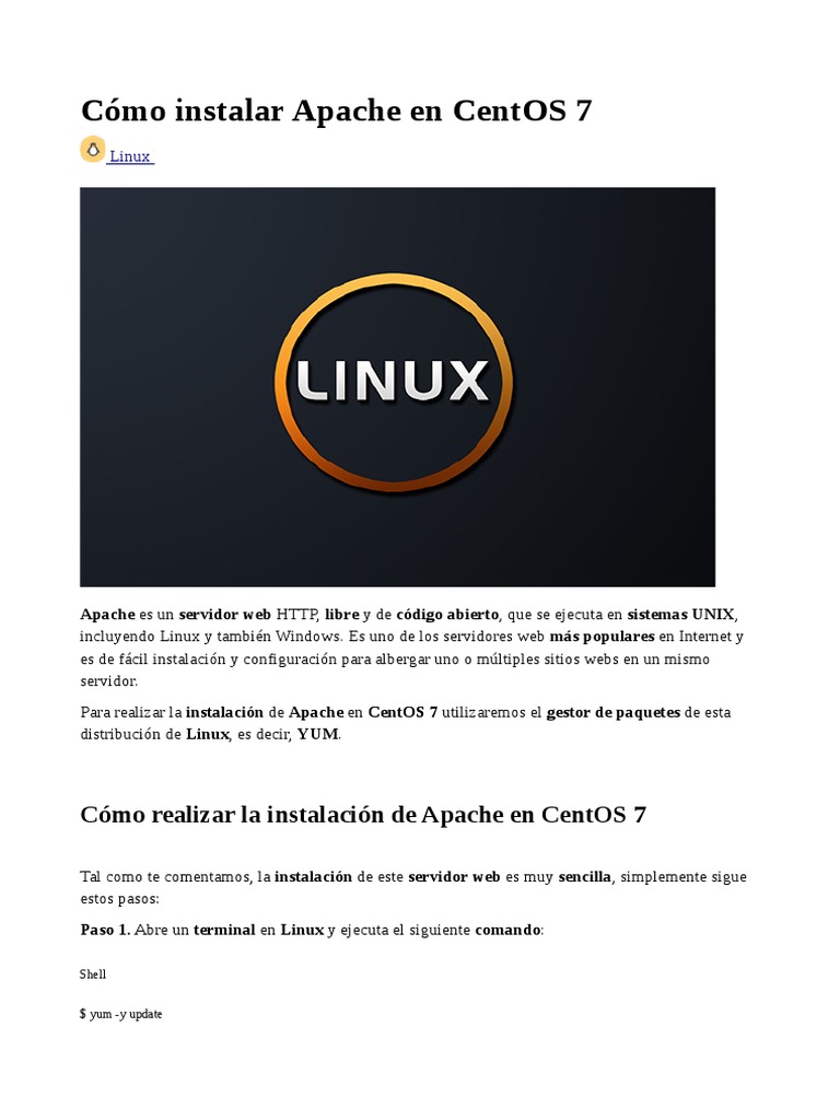 Instalar Apache en CentOS 7: Guía Rápida | PDF