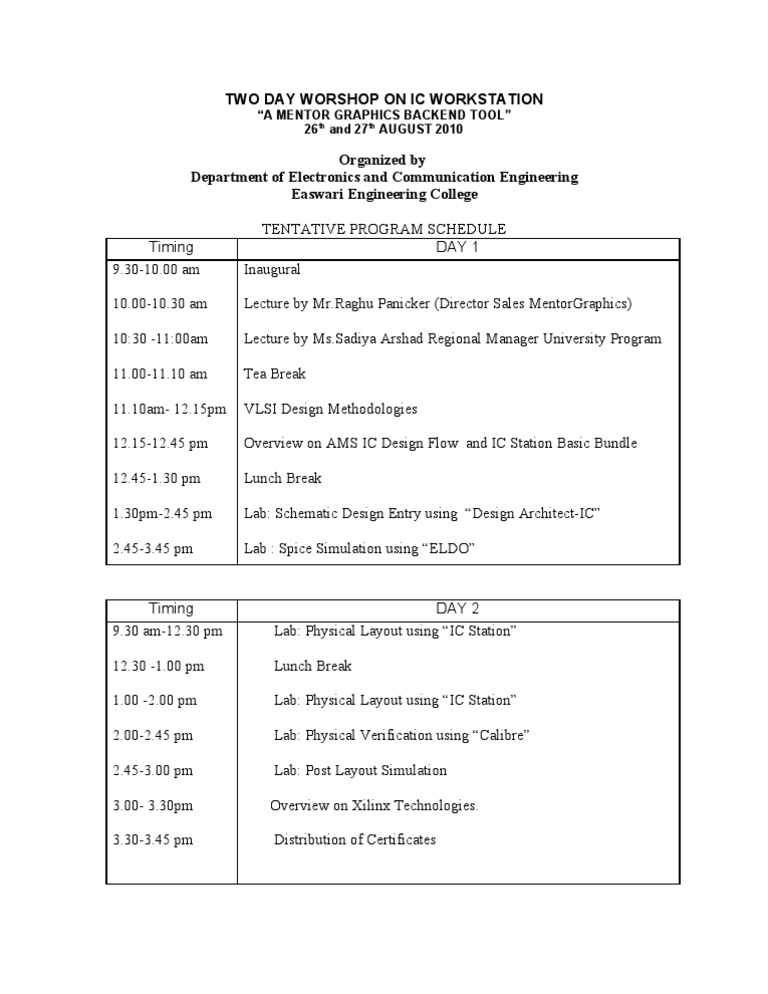 IC Workstation Workshop Schedule | PDF | Electronic Design Automation ...