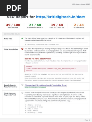 SEO Report Kritidigitech.in Junly'18 (1)
