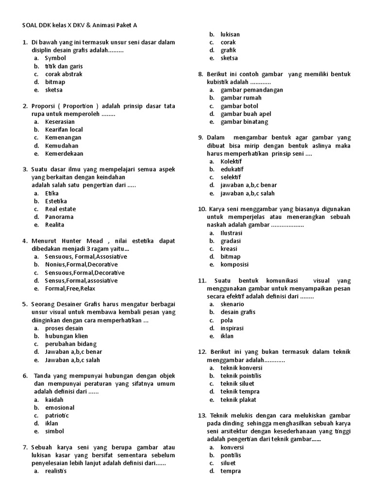 Soal Ddk Paket A Dan Essay Final