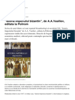 Istoria Imperiului Bizantin de a.a.vasiliev Editata La Polirom