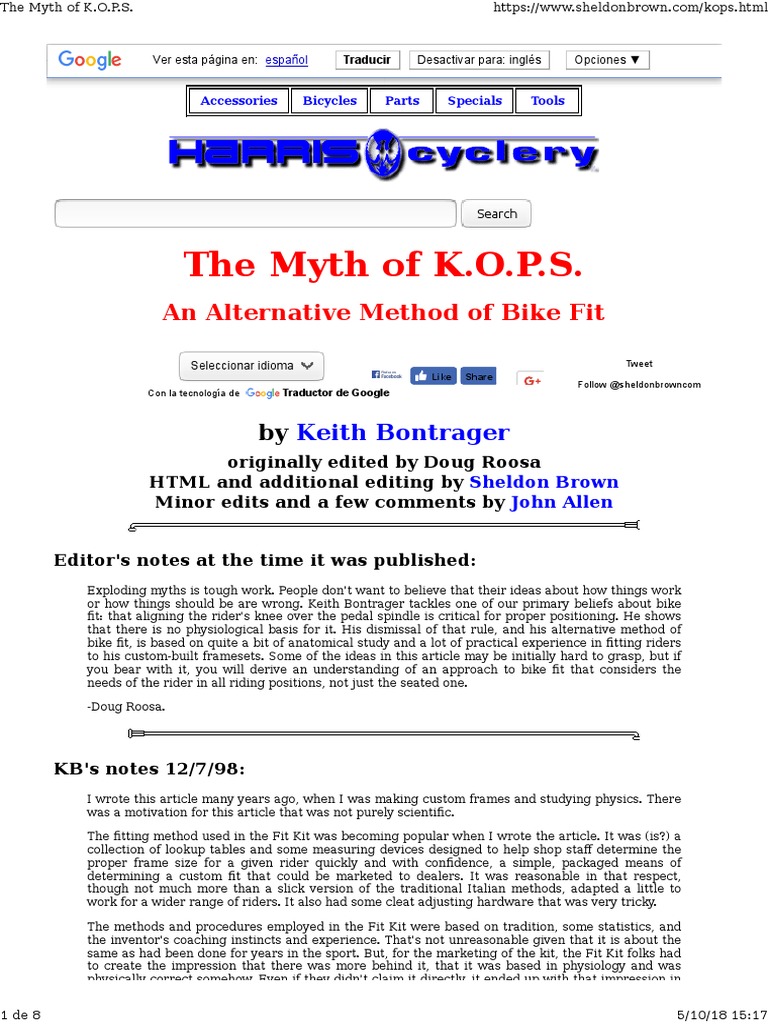 The Myth of KOPS Bike Fit PDF Saddle Force