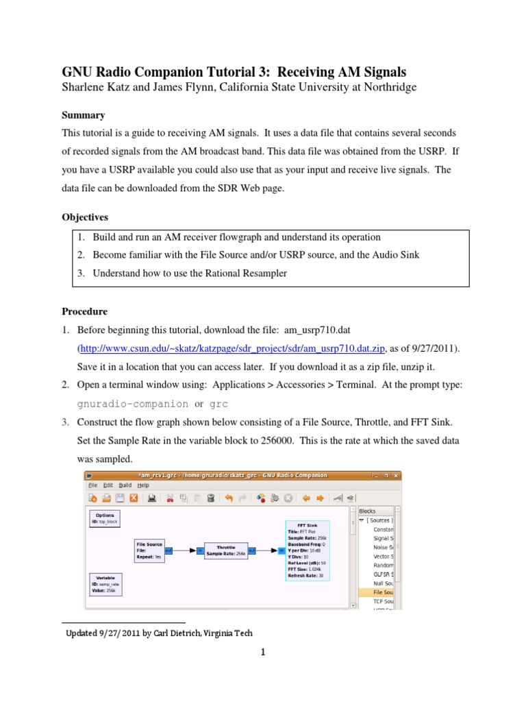 GNU Radio Companion Tutorial 3: Receiving AM Signals | PDF | Sampling ...
