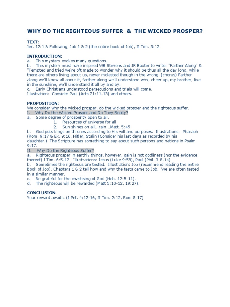 Why do the righteous suffer the wicked prosper text pdf