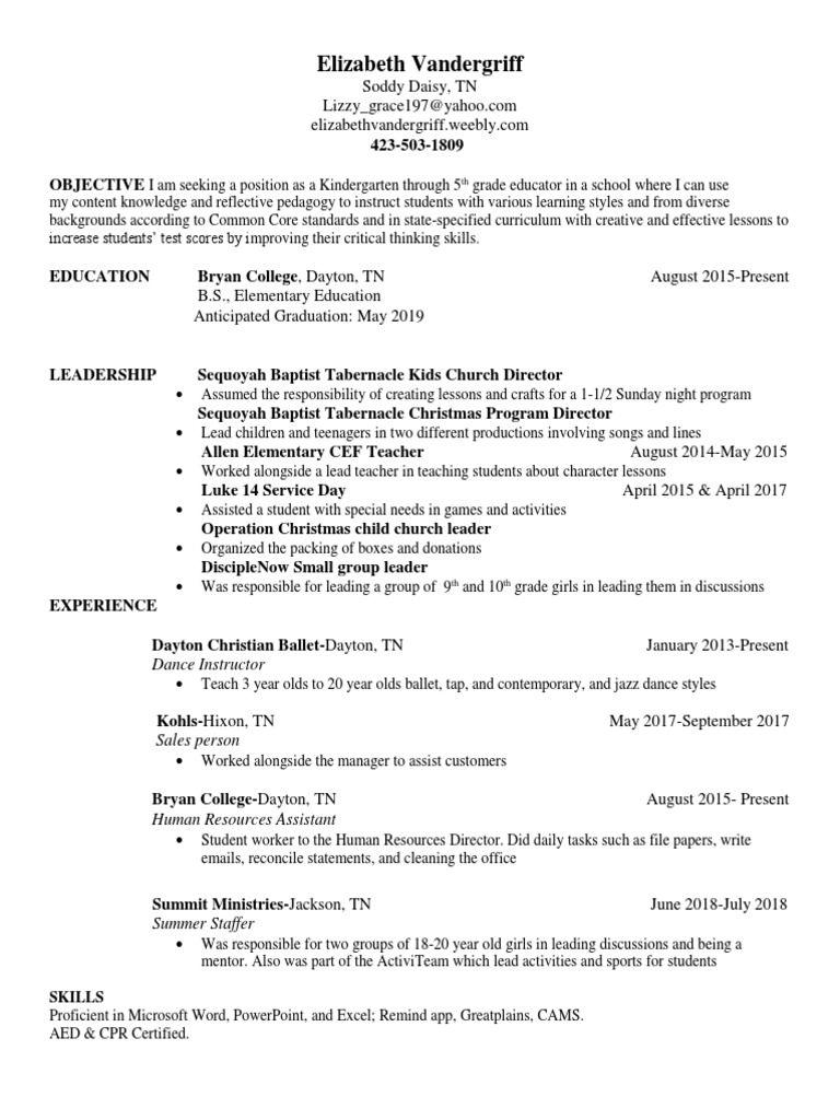Educational Capstone Resume | PDF | Primary Education | Teachers