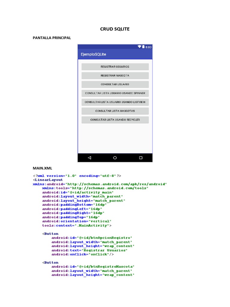 CRUD SQLite para Registro de Usuarios | PDF | Android (sistema ...