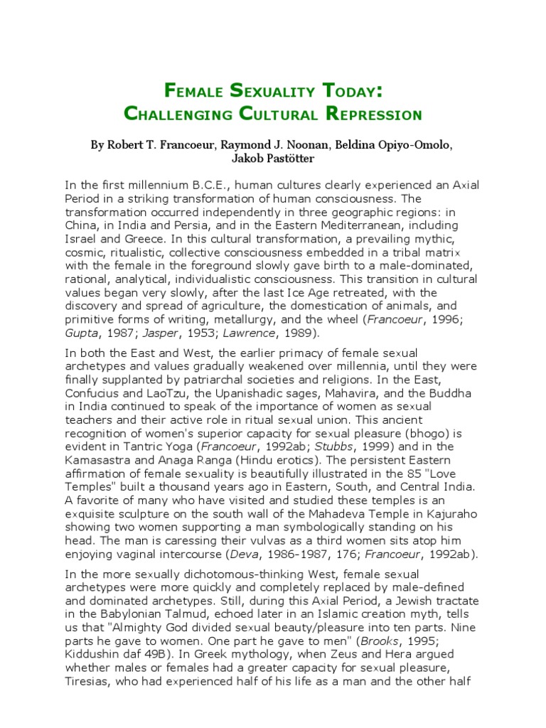 Cultural Suppression Of Female Sexuality