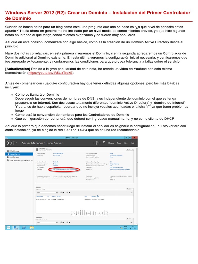 Crear Dominio en Windows Server 2012 R2 | PDF | Nombre de dominio ...