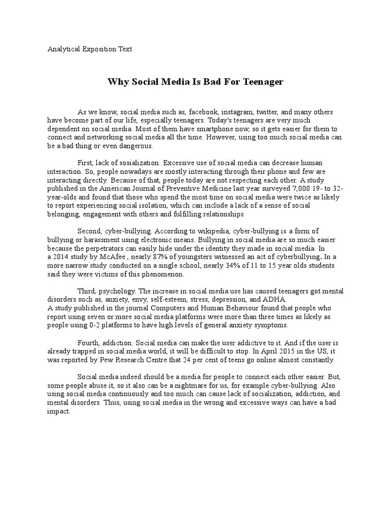 Analytical Exposition Text Cyberbullying Social Media