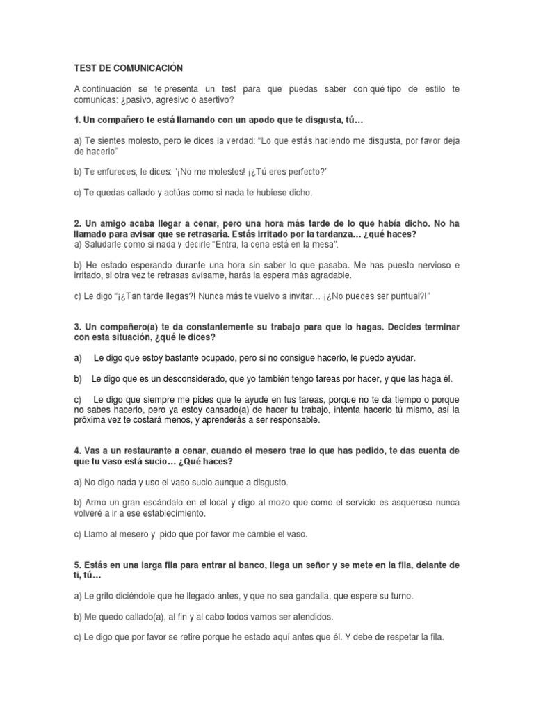 Test de Comunicación | PDF | Ocio