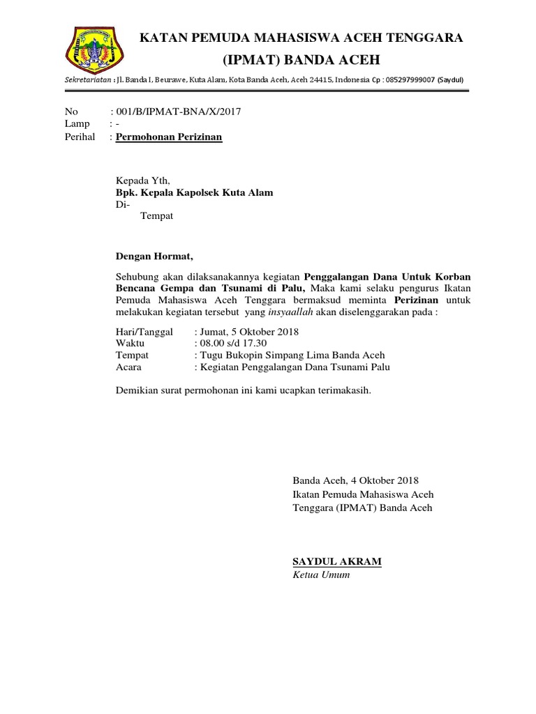 Surat Ijin Penggalangan Dana Pdf