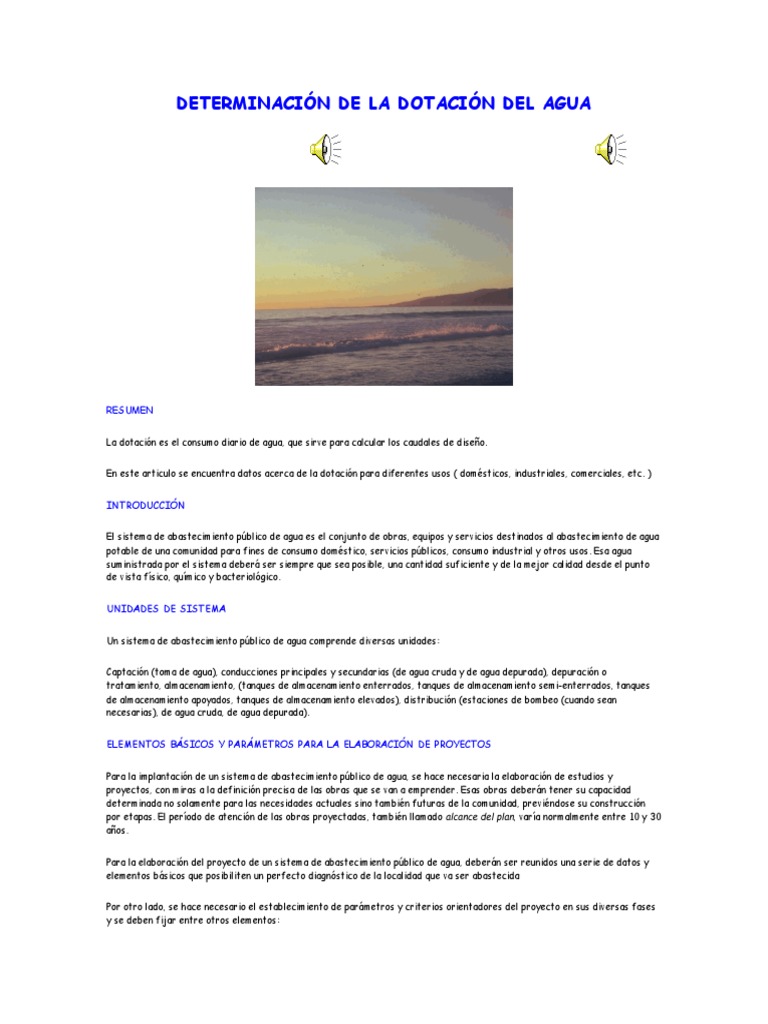 Dotación de Agua Potable por Habitante | PDF | Consumo (economía) | Agua