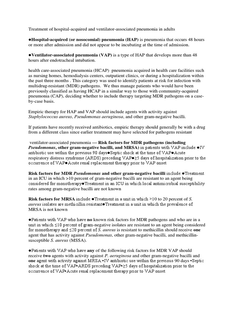 Hospital Acquiered Pneumonia | PDF | Pneumonia | Methicillin Resistant ...