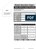 B.A. Digital Media Model Question Paper Maths, Physics & Logical Reasoning