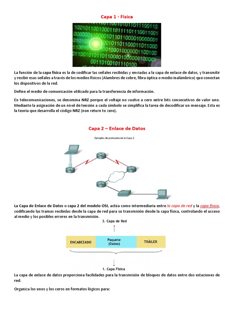 Capa Física y de Enlace en el Modelo OSI | PDF | Red de computadoras ...