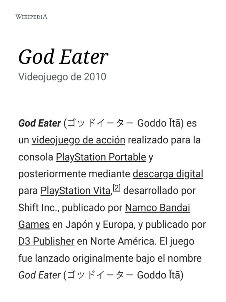 God Eater Wikipedia La Enciclopedia Libre Empresas De Desarrollo De Videojuegos Entretenimiento