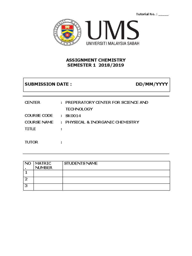 Chemistry Assignment Semester 1 2018 | PDF | Business | Science ...
