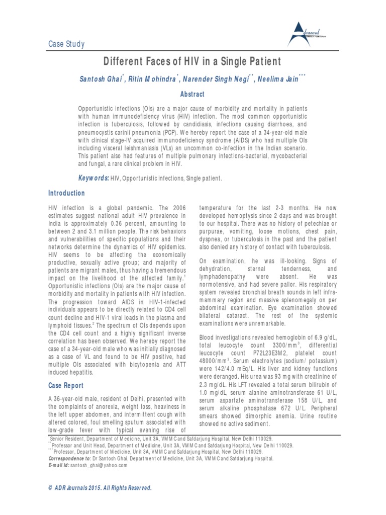 Different Faces of HIV in A Single Patient: Case Study | PDF | Hiv/Aids ...