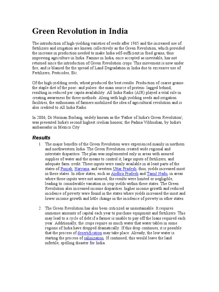 Green Revolution in India: Results | PDF | Green Revolution | Economies
