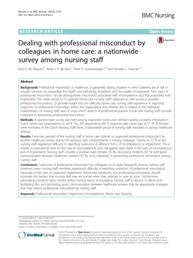 Dealing With Professional Misconduct Pdf Nursing Health Professional