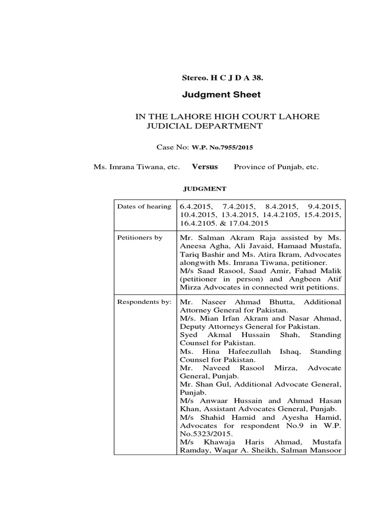 Lahore High Court Ruling on Environmental Justice | PDF | Environmental ...