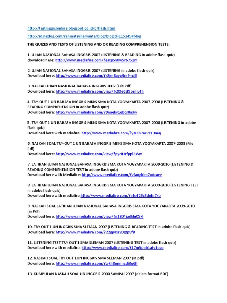 Unas Try Out Reading Soal Dan Jawaban