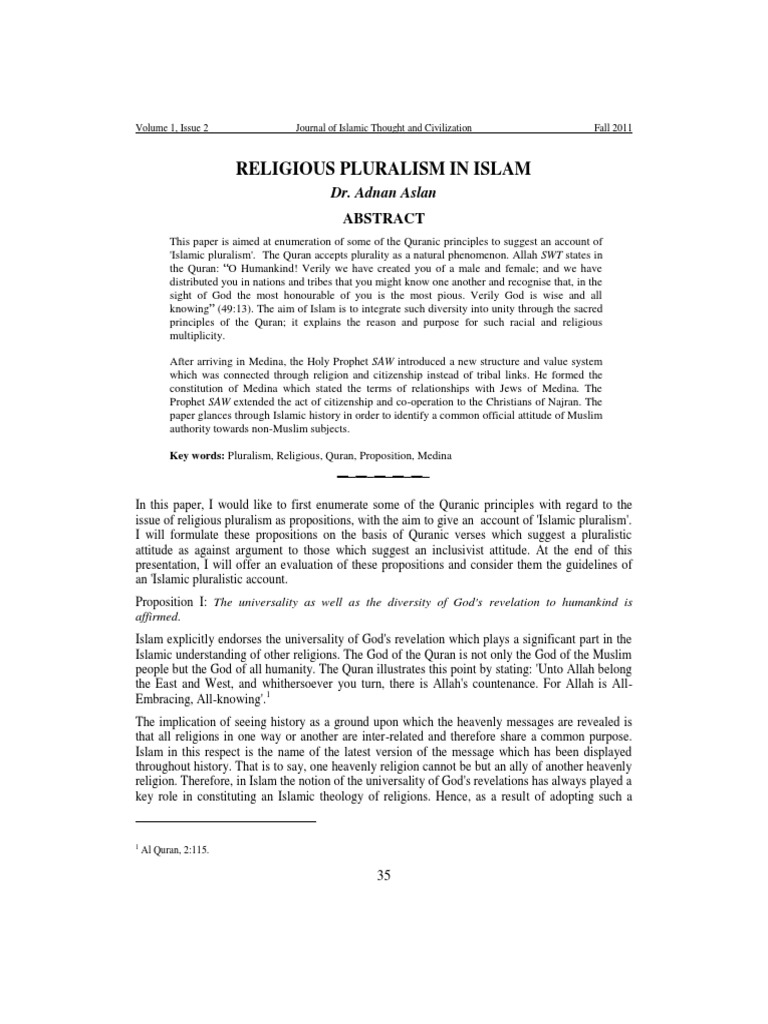 Islamic Principles of Religious Pluralism | PDF | Religious Pluralism ...