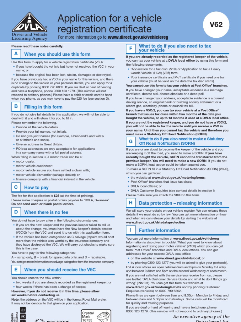 v62 Form Honda Civic Cheque Vehicles