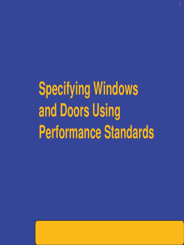 Specifying Windows and Doors Using Performance Standards PDF | Download ...