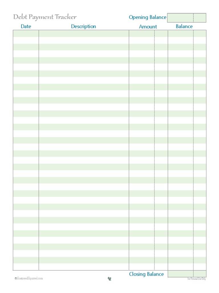 Debt Payment Tracker PDF Debt Payment Tracker PDF