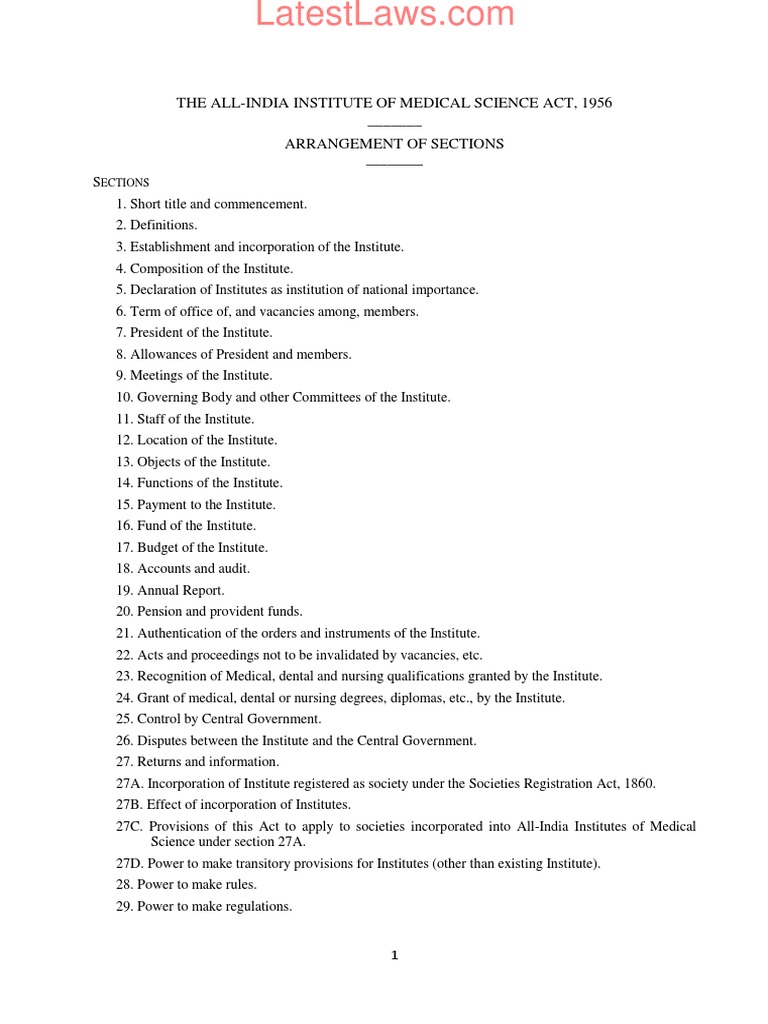 All-India Institutes of Medical Sciences Act, 1956 | PDF | Committee ...