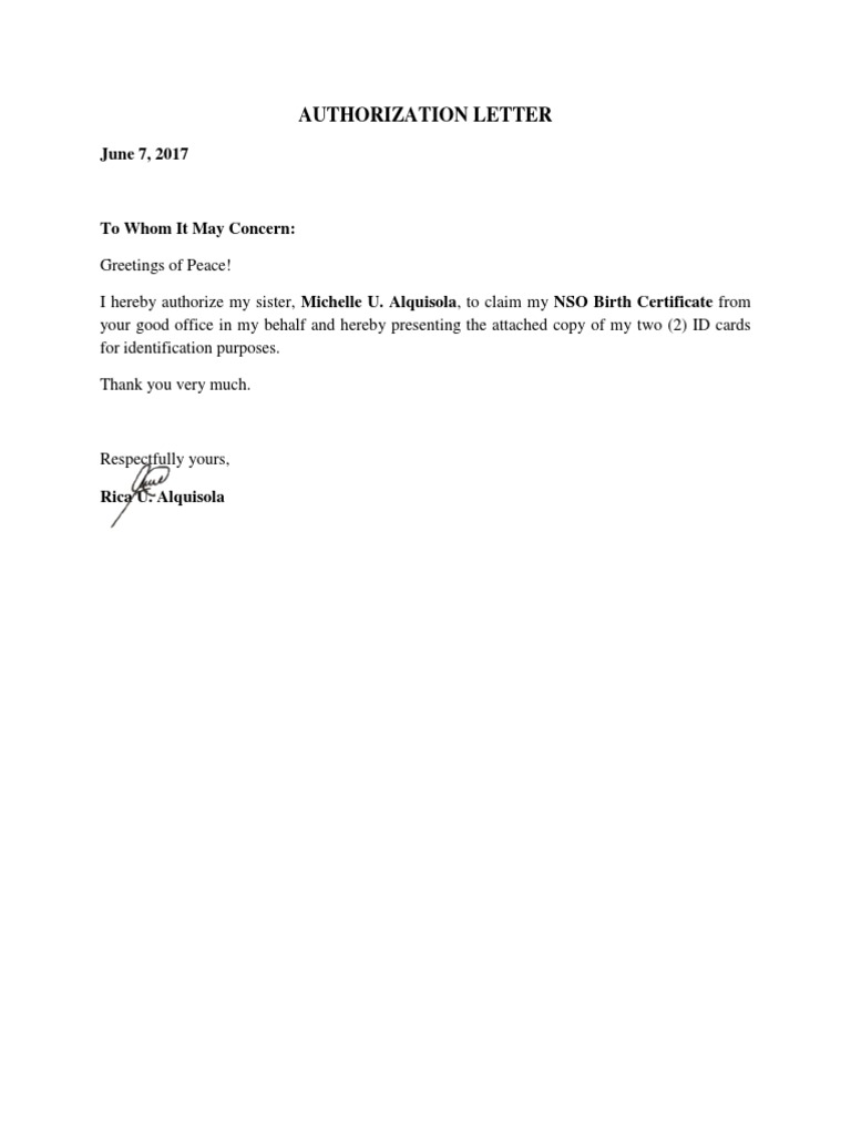 Authorization Letter JLC Files | PDF | Politics | Social Science