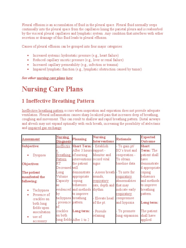 6 Pleural Effusion Nursing Care Plans