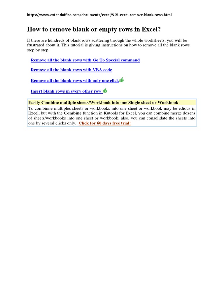 Remove Blank Rows in Excel Easily | PDF | Visual Basic For Applications ...