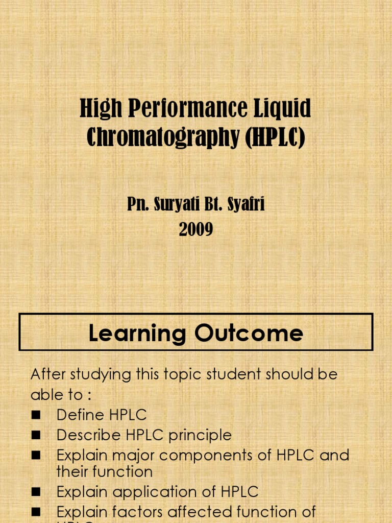 High Performance Liquid Chromatography HPLC | PDF | High Performance ...
