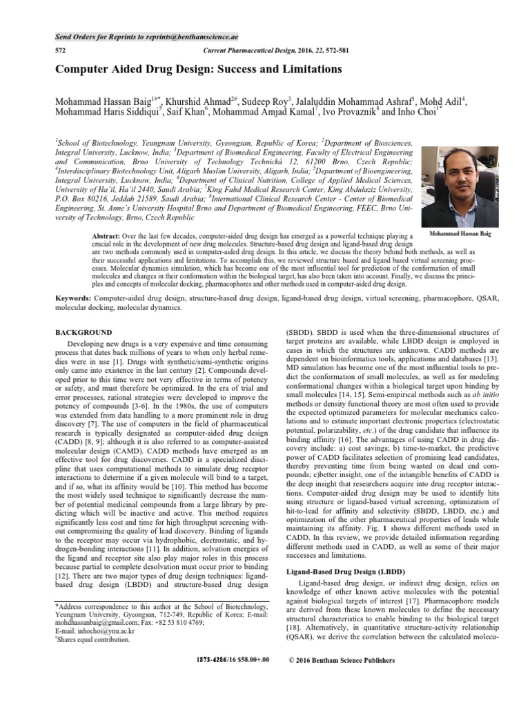 Computer Aided Drug Design Success and Limitations PDF | PDF | Docking ...
