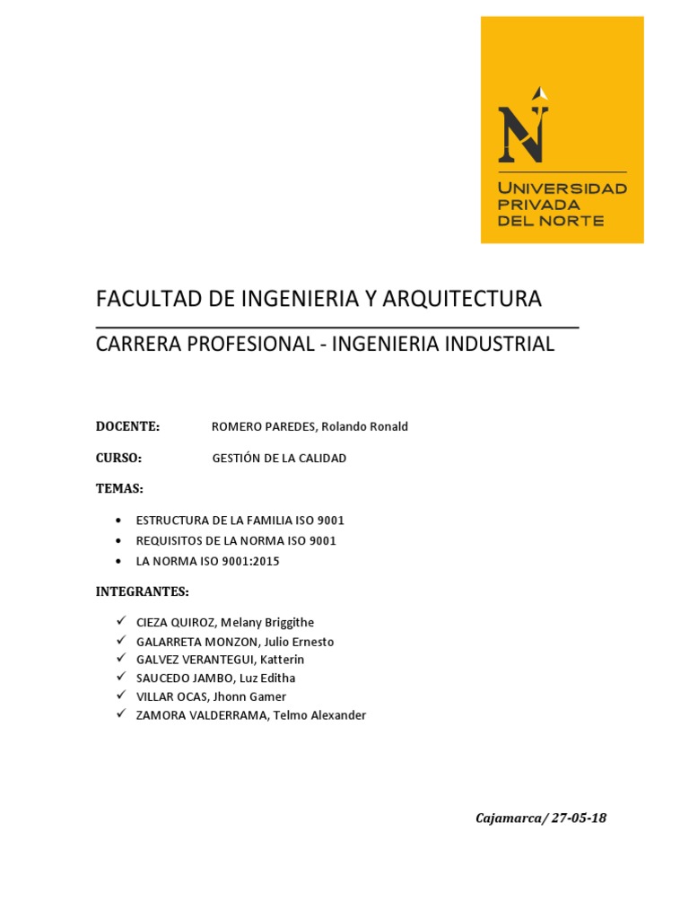 Iso 9001 2015 | PDF | Gestión de la calidad | Calidad (comercial)