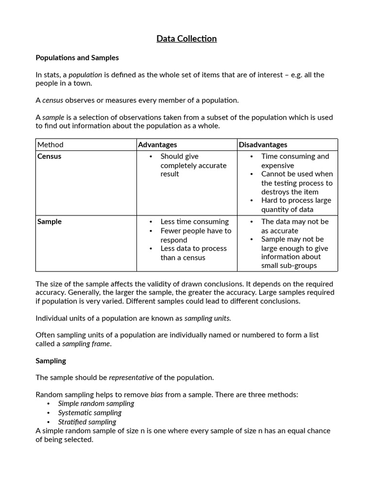 Data Collection: Populations and Samples | PDF | Stratified Sampling ...