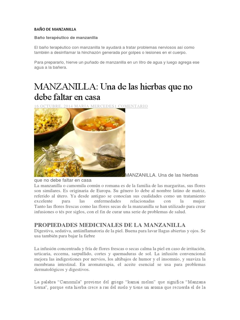 Infusión terapéutica: Manzanilla