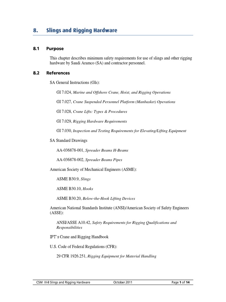 Saudi Aramco rigging safety requirements | PDF | Crane (Machine) | Rope
