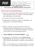 Métodos de avaliacao de projetos