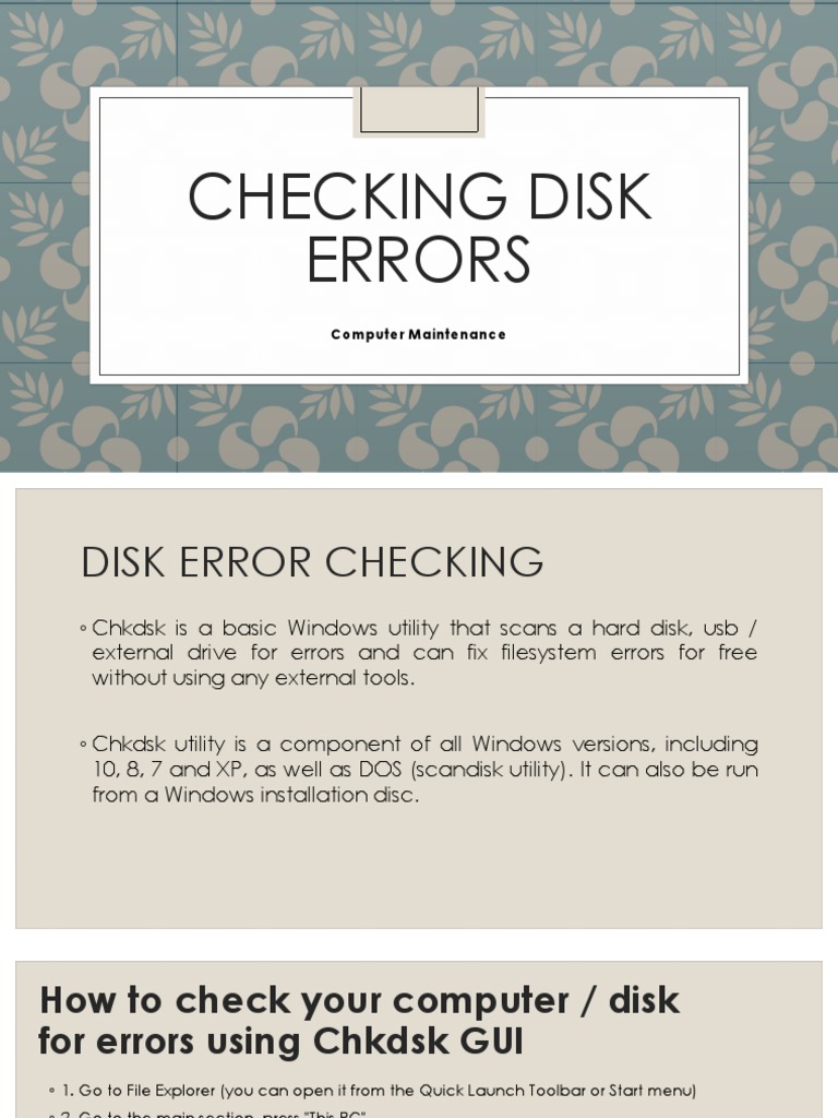 Checking Disk Errors | PDF